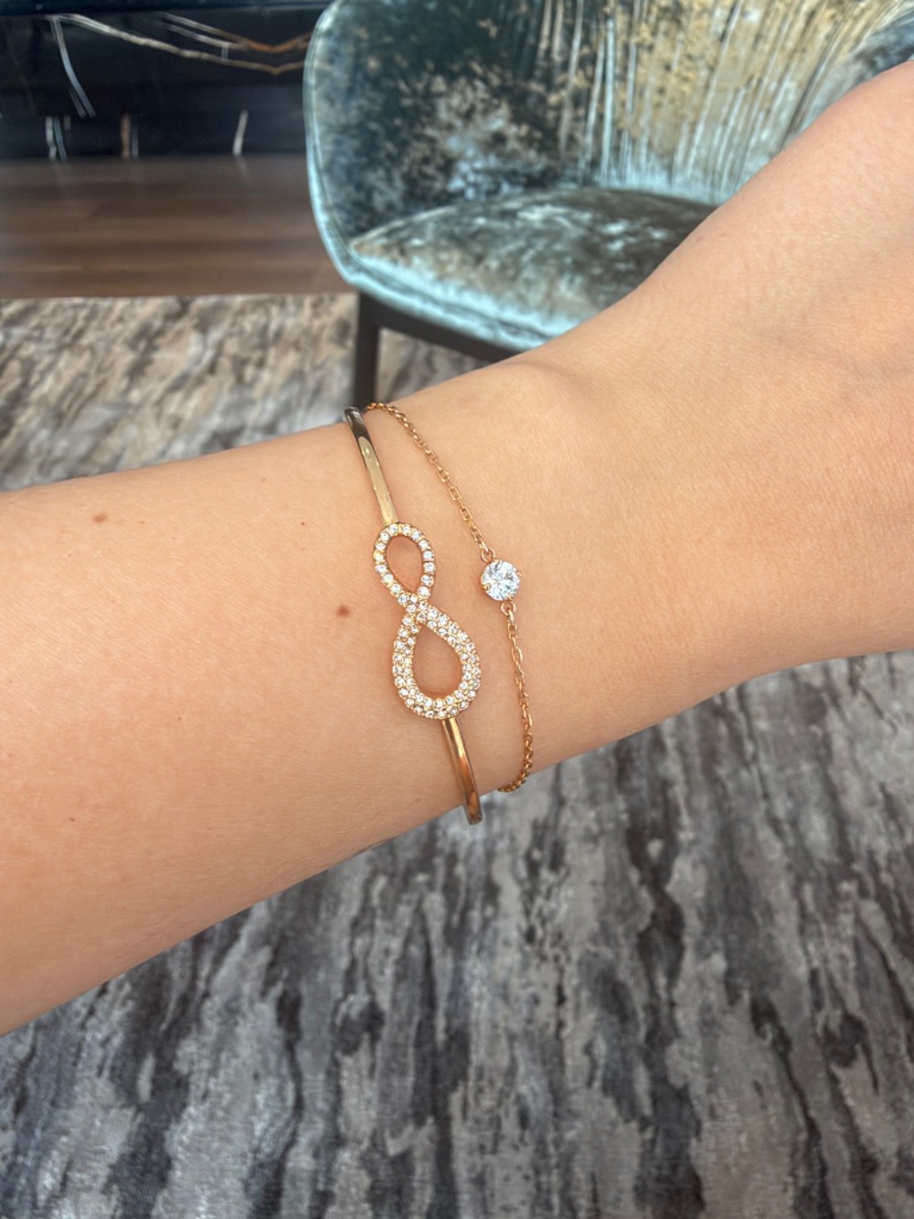 Swarovski Infinity Bangle Bracelet Rose Gold Tone